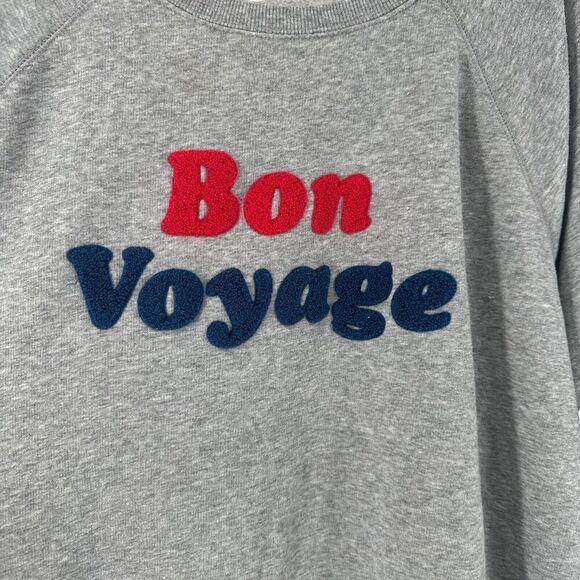 Old Navy Sweatshirt Bon Voyage Size XXL Gray Travel Top Cozy Lounge Cruise Vacay - Picture 2 of 6